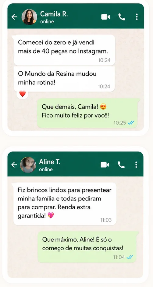 Depoimento de aluna 1 do Mundo da Resina