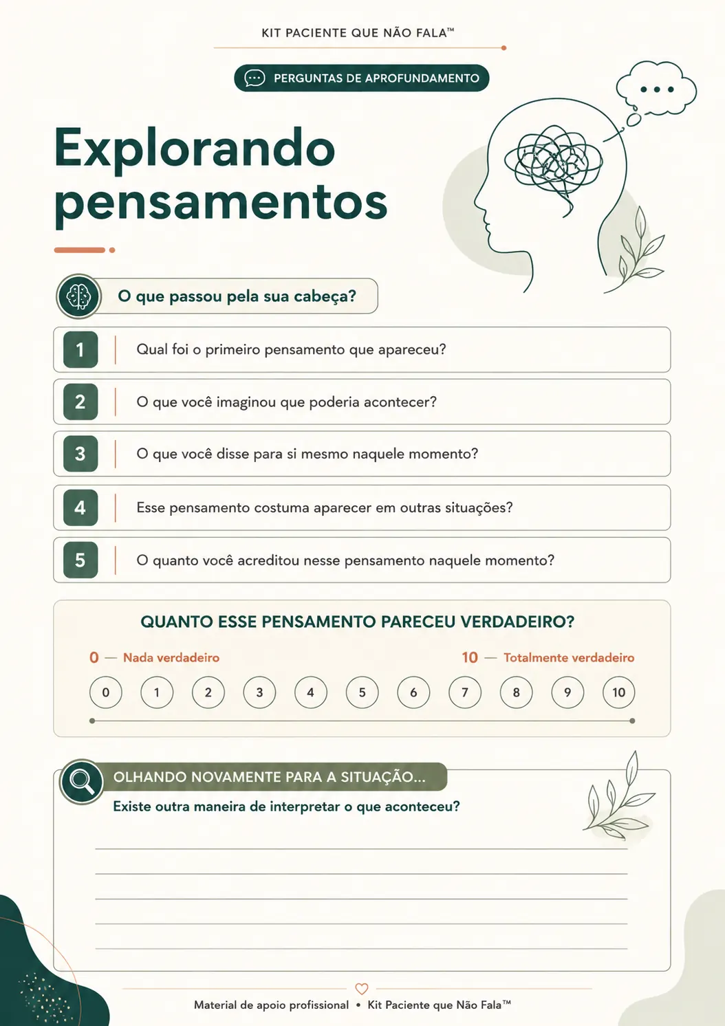 Explorando pensamentos — perguntas de aprofundamento