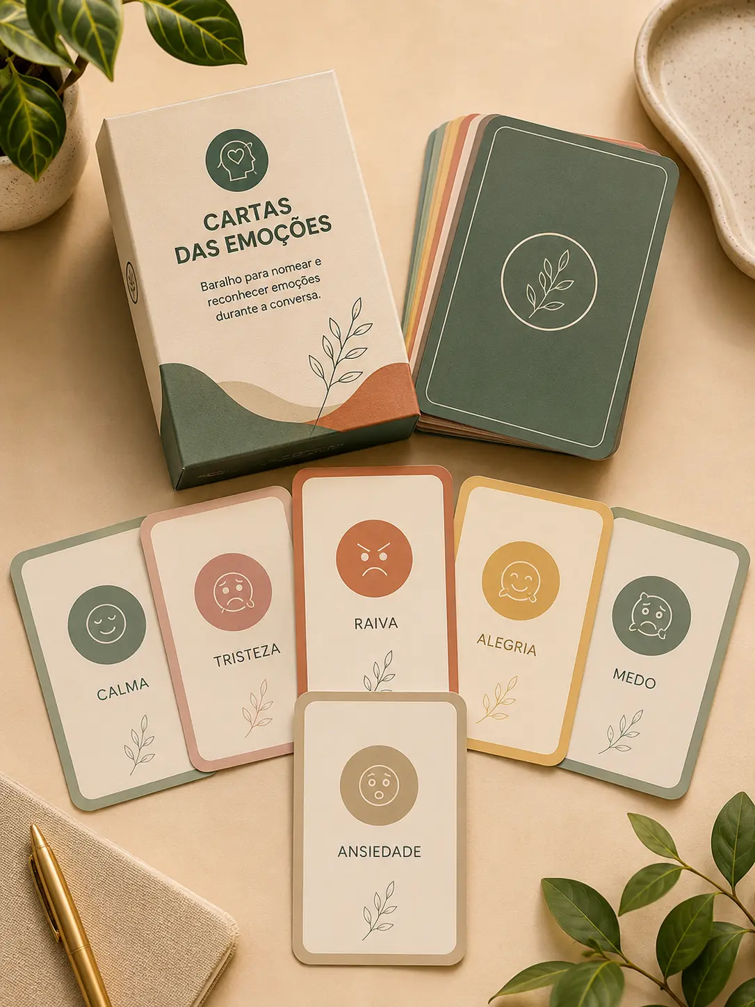 Baralho aberto com as Cartas das Emoções