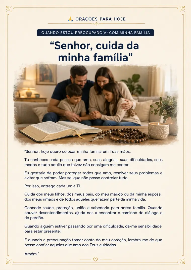 Capa da oração: Quando estou preocupado(a) com minha família